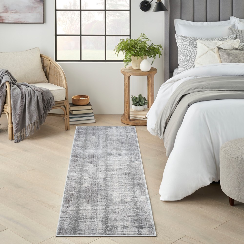 Abstract Hues ABH03 Runner Rugs by Nourison in Grey White